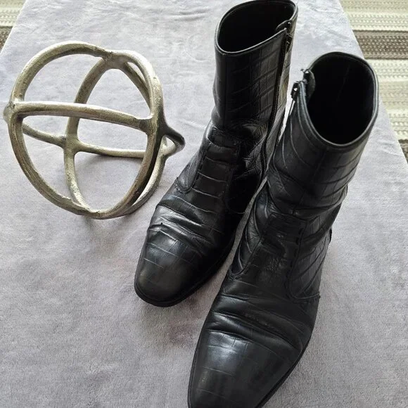 HUGO BOSS 100% Leather ankle shoes with zipper. Made in Italy - Picture 3 of 7